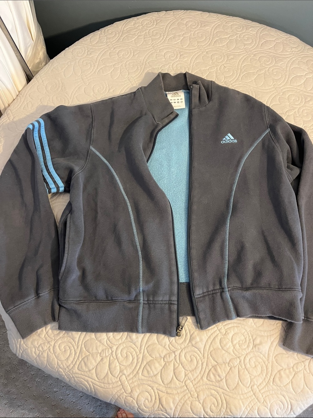 adidas Black Jacket with Light Blue Accents
